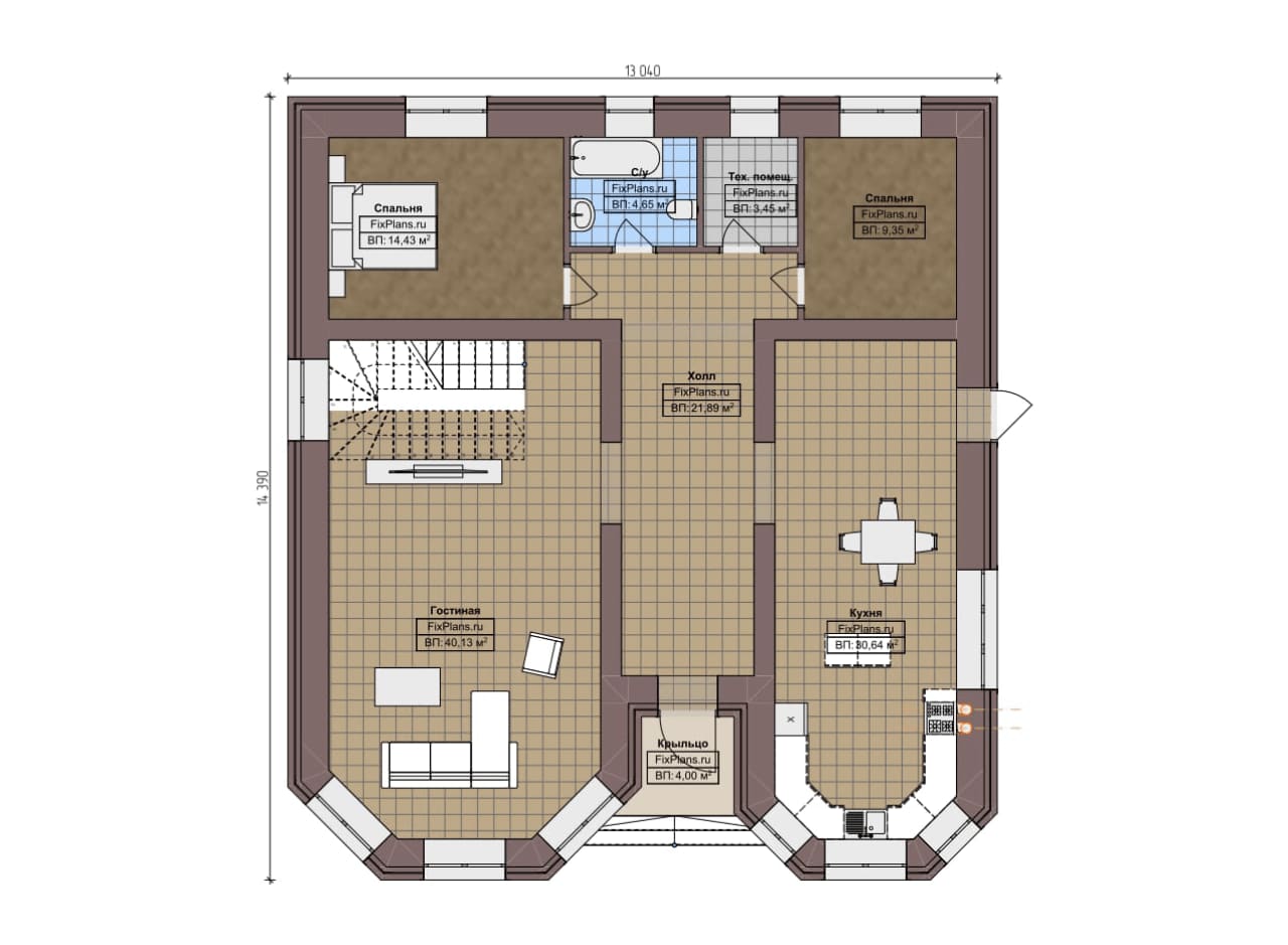 Планировка Двухэтажный дом F-6515