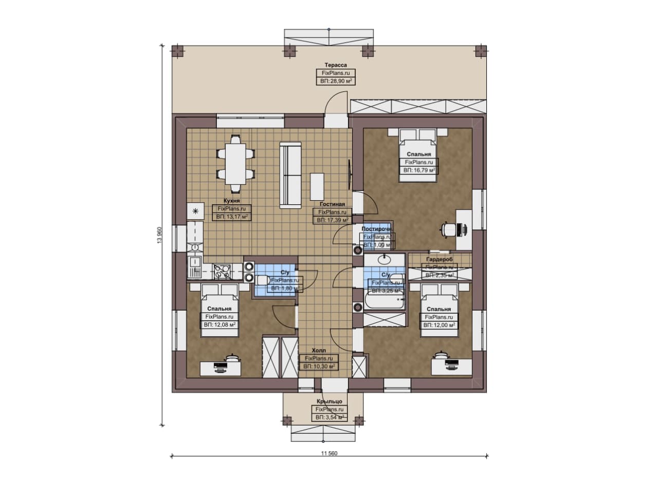 Планировка Одноэтажный дом F-14516