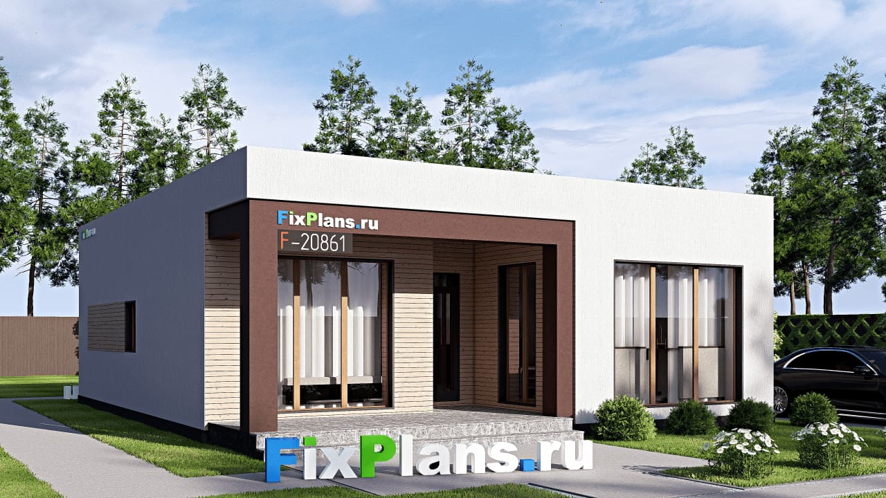 Одноэтажный дом F-20861 — фасад