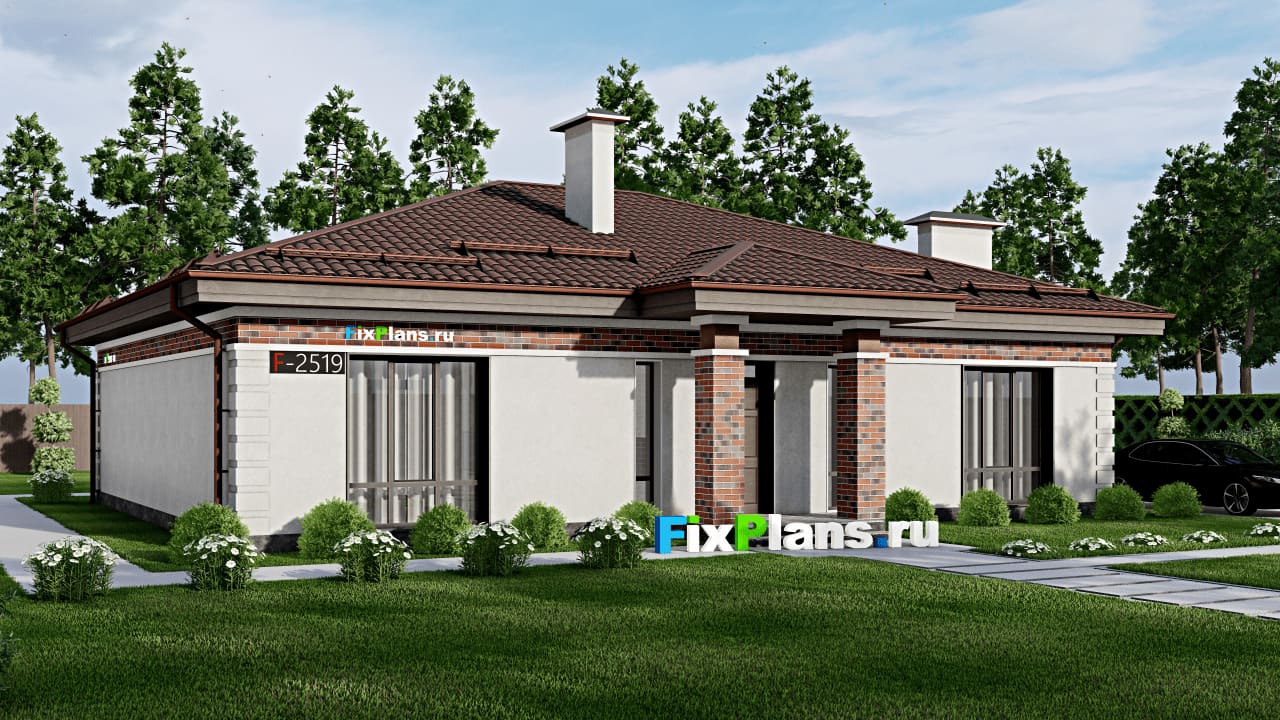 Одноэтажный дом F - 2519 — фасад