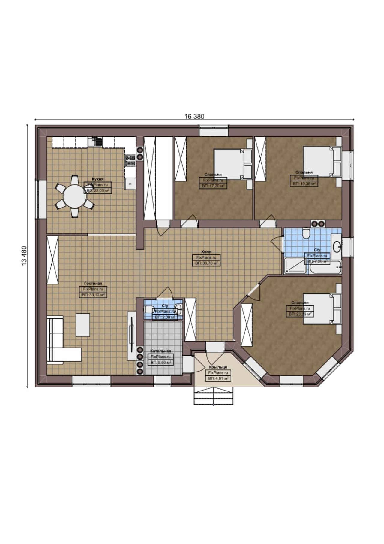 Планировка Одноэтажный дом F-3248