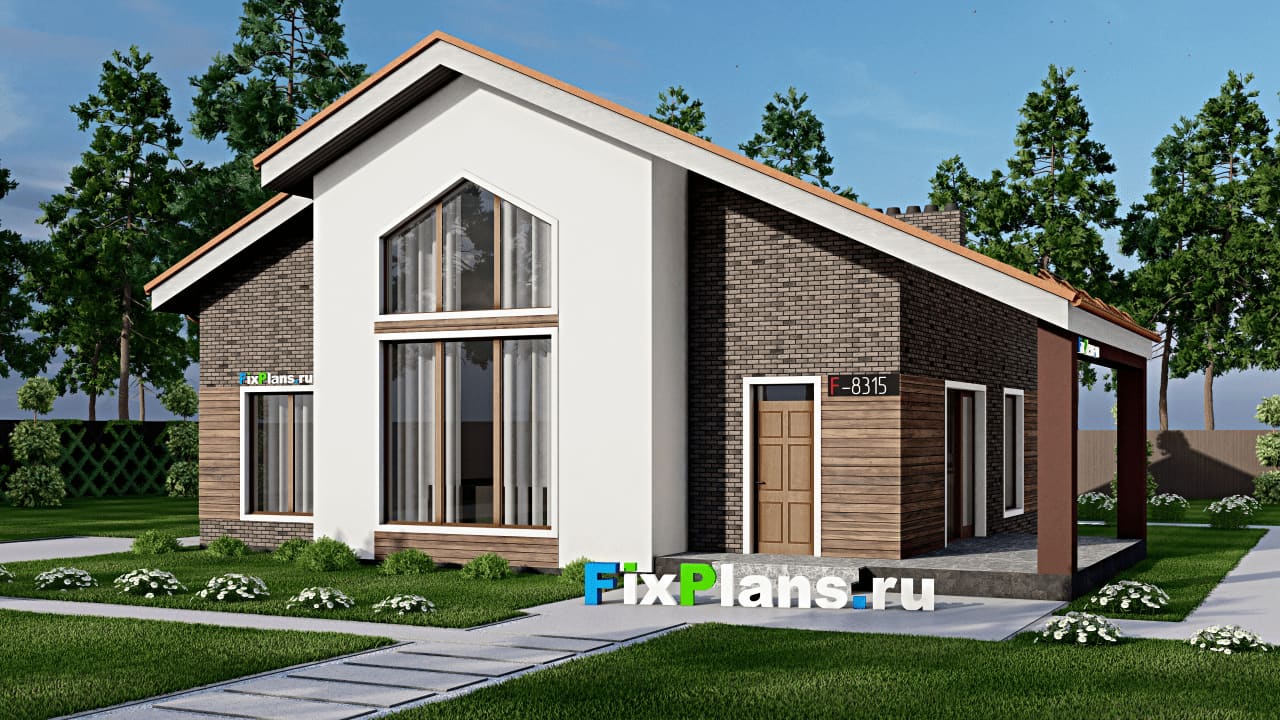 Одноэтажный дом F-8315 — фасад