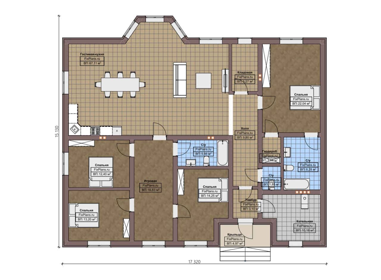 Планировка Одноэтажный дом F-4094