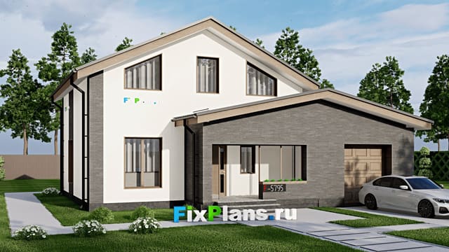 Одноэтажный дом с мансардой  F-5795